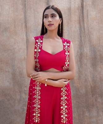 Rani Pink Georgette Pant Set 4