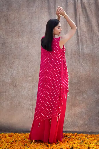Rani Pink Georgette Pant Set