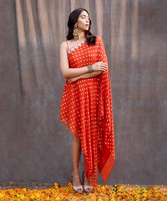 Rust Orange Georgette Tunic  1