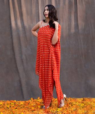Rust Orange Georgette Tunic  2