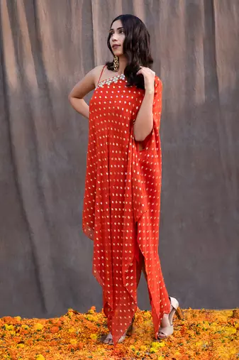 Rust Orange Georgette Tunic 