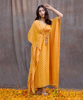 Yellow Georgette Kaftan 1