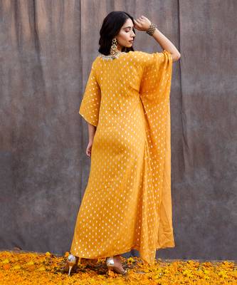 Yellow Georgette Kaftan 4