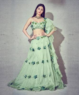 Green Organza Lehenga 1