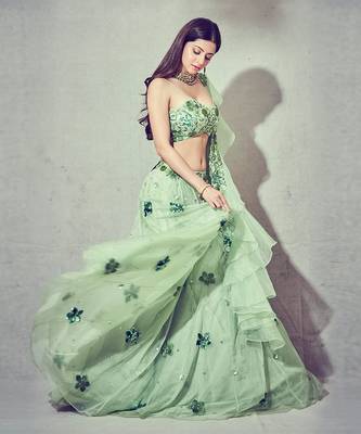 Green Organza Lehenga 3