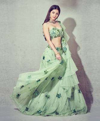 Green Organza Lehenga 4