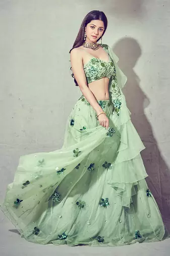 Green Organza Lehenga