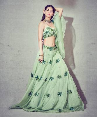 Green Organza Lehenga 5