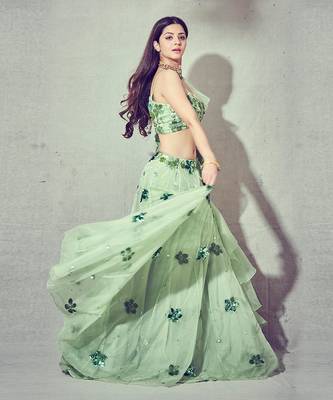 Green Organza Lehenga 6