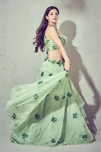 Green Organza Lehenga