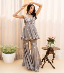 Grey Crepe Pant Set
