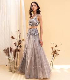 Grey Net Lehenga