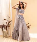 Grey Net Lehenga