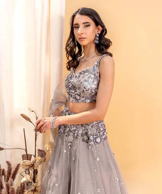 Grey Net Lehenga 3