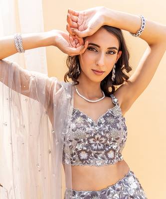 Grey Net Lehenga 4