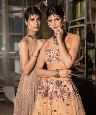Beige Net Lehenga 4