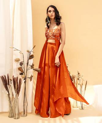 Rust Orange Crepe Pant Set 2