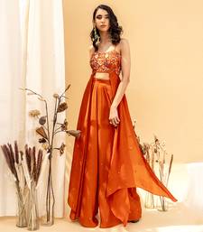 Rust Orange Crepe Pant Set