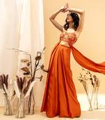 Rust Orange Crepe Pant Set