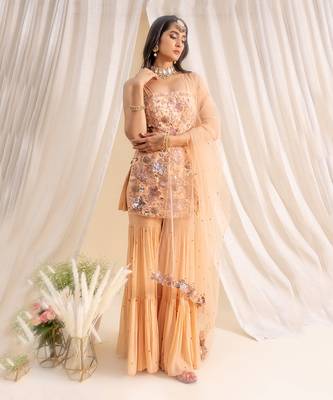 Beige Net Sharara 1