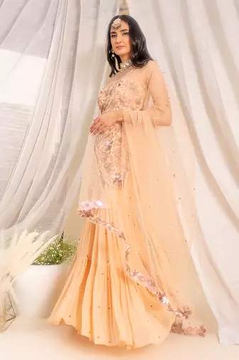 Beige Net Sharara