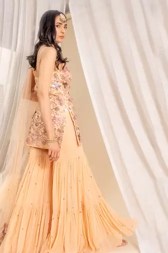 Beige Net Sharara