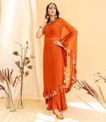 Rust Orange Georgette Pant Set