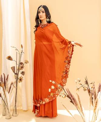 Rust Orange Georgette Pant Set 2