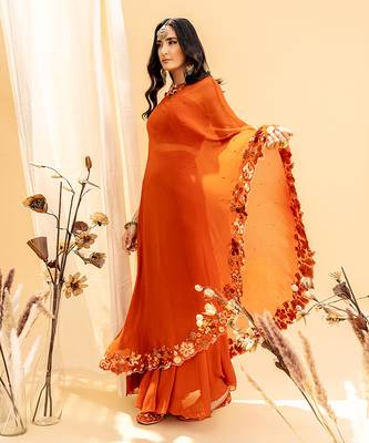 Rust Orange Georgette Pant Set 3
