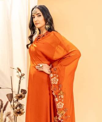 Rust Orange Georgette Pant Set 4