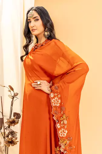 Rust Orange Georgette Pant Set