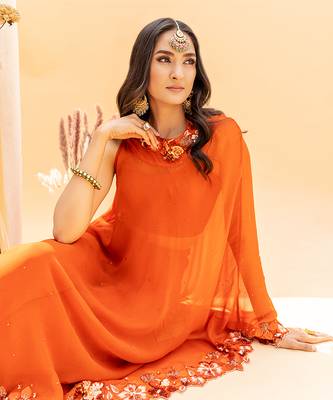 Rust Orange Georgette Pant Set 5