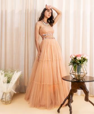Beige Net Lehenga 3