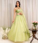 Green Organza Lehenga