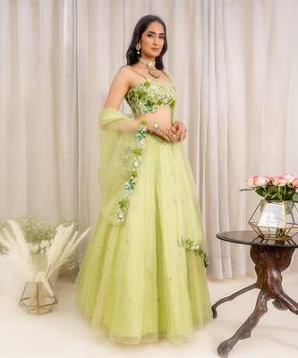 Green Organza Lehenga 2