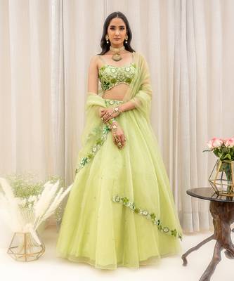 Green Organza Lehenga 3