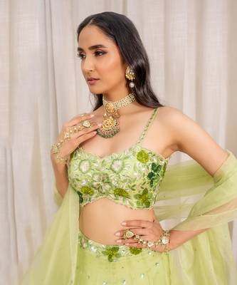Green Organza Lehenga 4