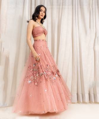 Dusty Pink Organza Lehenga 2