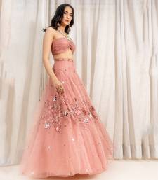 Dusty Pink Organza Lehenga