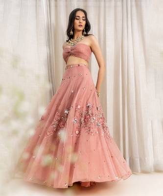 Dusty Pink Organza Lehenga 3