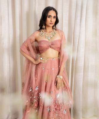 Dusty Pink Organza Lehenga 4