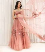 Dusty Pink Organza Lehenga