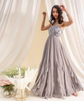 Grey Georgette Anarkali 1