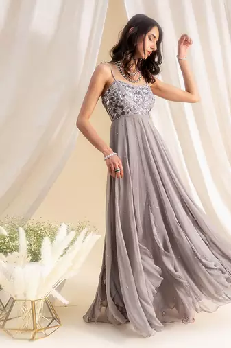 Grey Georgette Anarkali