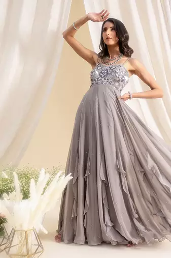 Grey Georgette Anarkali
