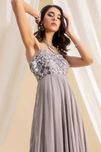 Grey Georgette Anarkali
