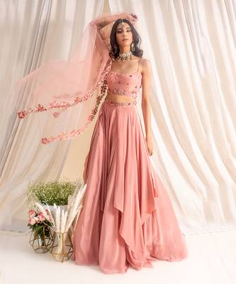 Dusty Pink Crepe Lehenga 1