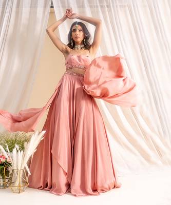 Dusty Pink Crepe Lehenga 2