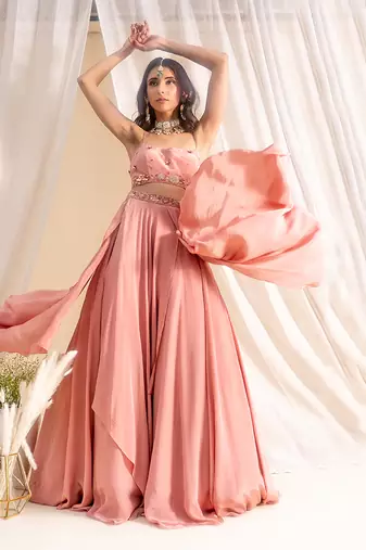 Dusty Pink Crepe Lehenga