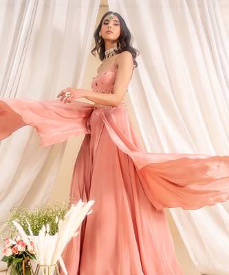 Dusty Pink Crepe Lehenga 3